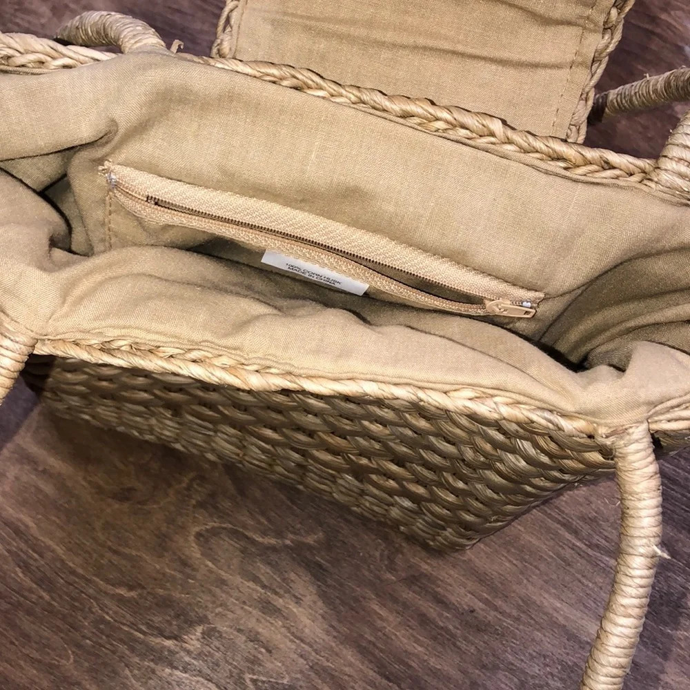 Vintage corn husk straw beach summer tote bag - Picture 4 of 9